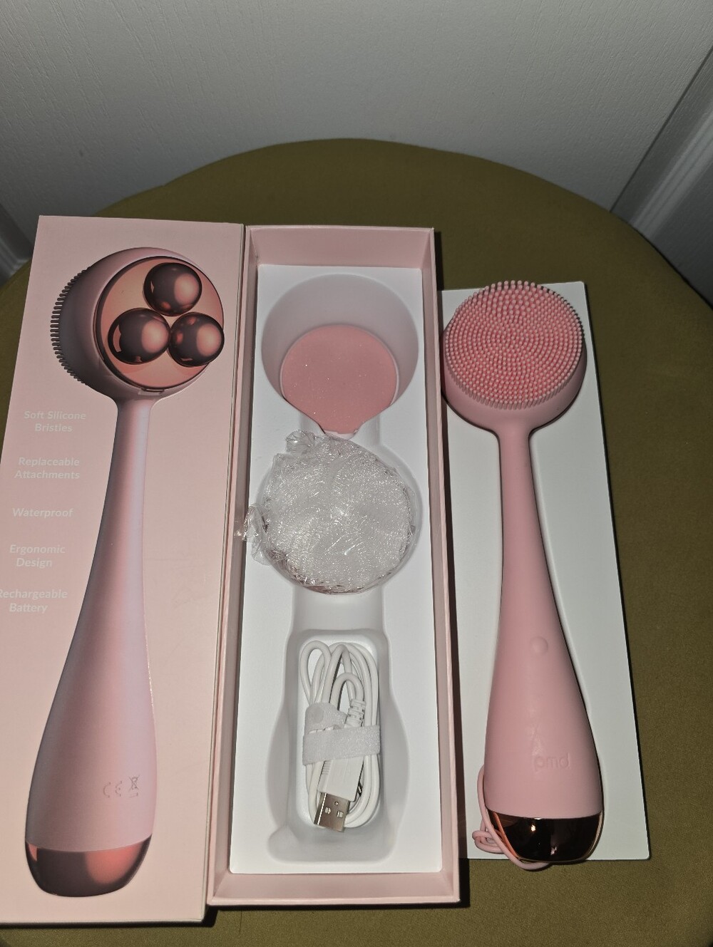 Pink Rechargeable Silicone Facial Cleansing Brush